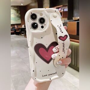 Minimalistic “Love Yourself” iPhone 16 Pro Max Case with Grip Strap